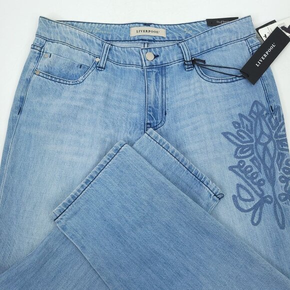 Liverpool The Boyfriend Crop Jeans NEW Embroidered 8 / 29 Light Wash Denim Capri - Picture 13 of 14